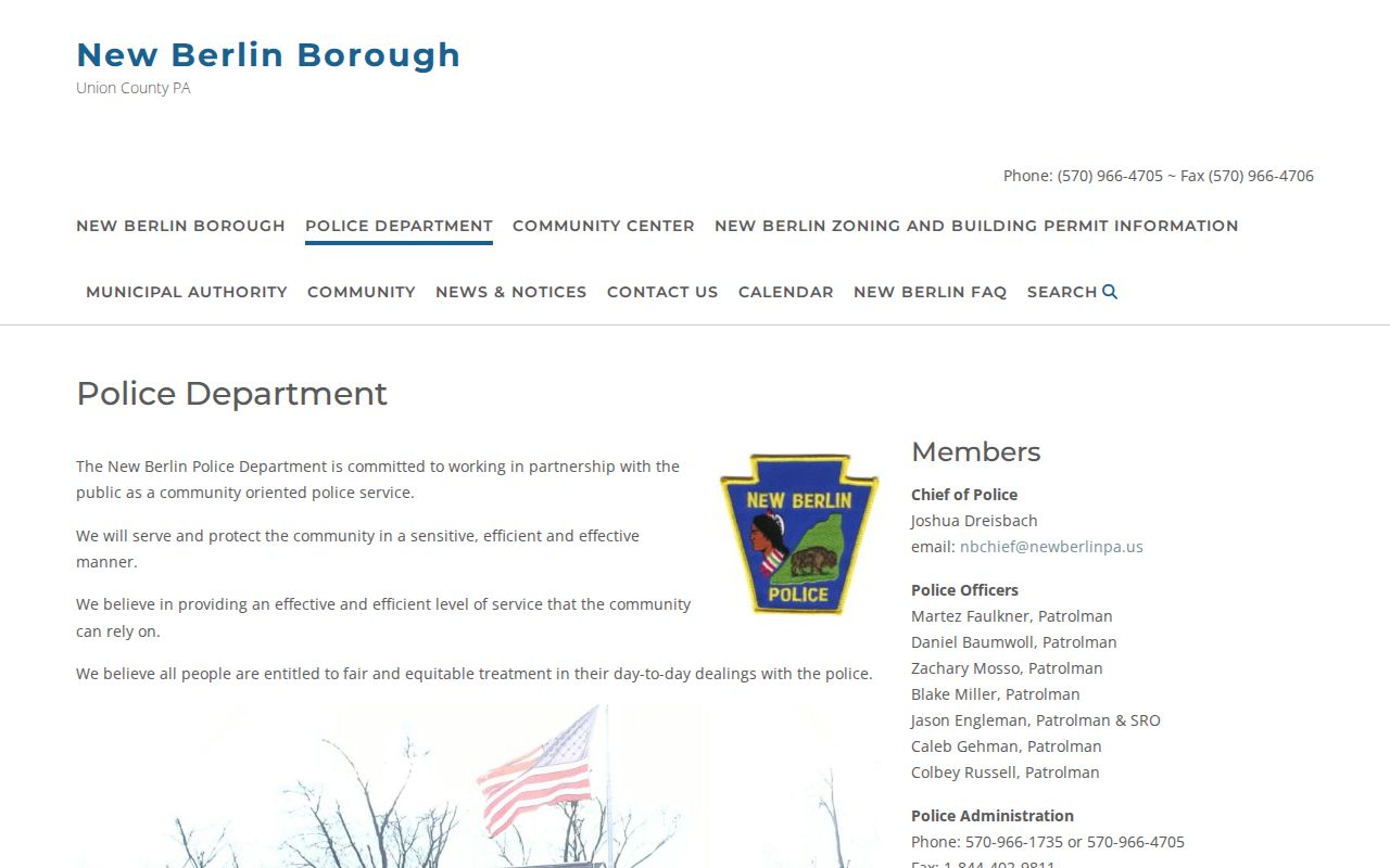Union County New Berlin police records department page